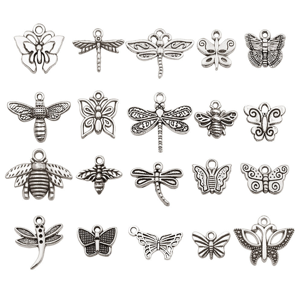 Hollow Zinc Alloy Butterfly Bee Dragonfly Insect charm pendants for DIY necklace earrings