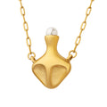 Perfume Bottle Pendant Necklace Faux Pearl Top Cap view 5