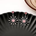 Silver Sunburst Starburst Dangle Earrings Three Colors view 7
