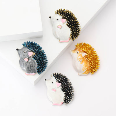 Front view of round hedgehog with a raised spiky coat