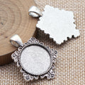 Ornate Floral Edge Round Cabochon Tray Metal Pendants view 2