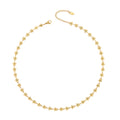 Gold Mini Flower Chain Blue Enamel Center Necklace Two Lengths view 5