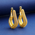 Gold Tone Gold Open Teardrop Irregular Metal Necklace and Earring Set view 3