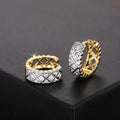 Two Tone Lattice Crystal Pavé Huggie Hoop Earrings view 3