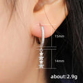Silver Gold CZ Pave Hoop Earrings Triple Star Dangles view 5