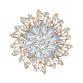 Marquise Crystal Flower Brooch Openwork Leaf Two Tones view 1