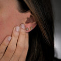 Starburst Beaded Ray Center CZ Stud Earrings Gold Silver view 2