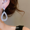 Crystal Teardrop Openwork Statement Drop Earrings Statement Jewelry Design view 3