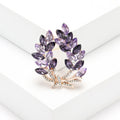 Marquise Crystal Leaf Wreath Brooch in Purple Blue or Champagne view 6