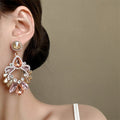 Champagne Crystal Open Drop Earrings with Reflective Details view 2