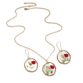 Gold Tone White Flower Ladybug Earrings, Necklace and Coordinated Set view 5