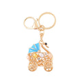 Rhinestone Swan Baby Carriage Keychain Gold Tone Four Colors view 5