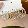 Gold Hoop Earrings Wrapped With Pearls And Irregular Beads view 3