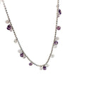 Silver Ball Chain Bracelet Clear and Purple Crystal Drops view 5