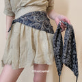 Blue Black Paisley Print Triangle Scarf With Slim Ties view 1