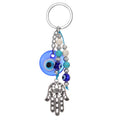 Silver Tone Hamsa Hand Blue Evil Eye Beaded Split Ring Keychain view 4