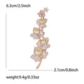 Rose Gold Leaf Branch Brooch Yellow Crystal Pavé Pin view 5