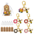 Enamel Bee Flower Smile Keychain Gold Clasp Five Colors view 1