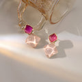 Two Tone Double Square Geometric Dangle Stud Earrings view 4