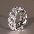 Silver Cuban Link Pavé Chain Finger Ring Sizes 6-10 view 2