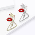 Red Lips Hand Gesture Brooch Gold or Silver Tone Metal Pin Brooch view 4