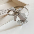 Open Dual Flower Enamel Cuff Bracelets Gold Silver view 7