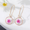 Gold Tone Clear Resin Pressed Flower Long Wire Earrings view 4