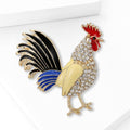 Crystal Rooster Brooch With Red Black and Blue Enamel view 3