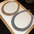 Leopard Print Collar Necklace in Gold and Silver Tone view 4