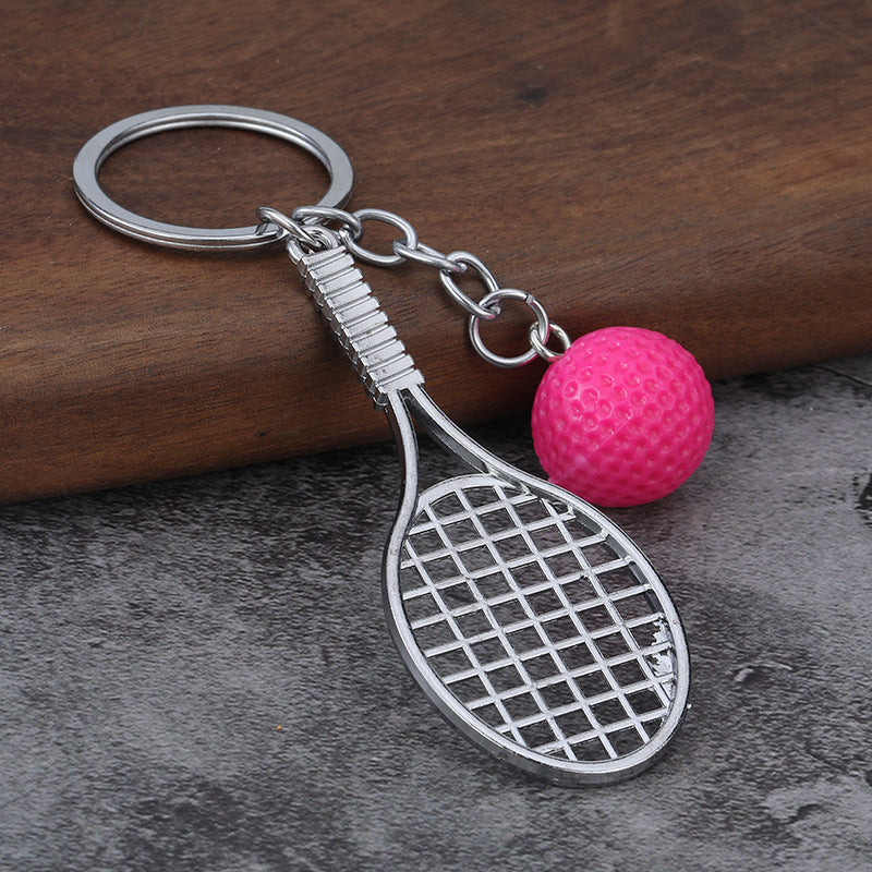Mini Tennis Racket Metal Keychain, Sports Souvenir Pendant