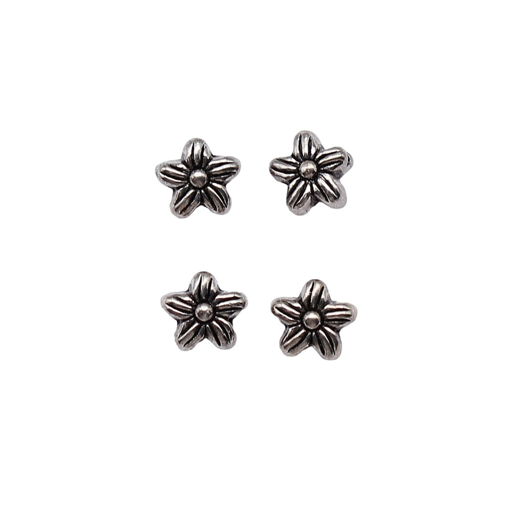 6.5x6.5mm 0.48g Antique Silver Zinc Alloy Flower Small Hole Spacer Beads for DIY Bracelet Jewelry Making