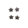 Six Petal Flower Spacer Beads in Antique Silver Metal view 3