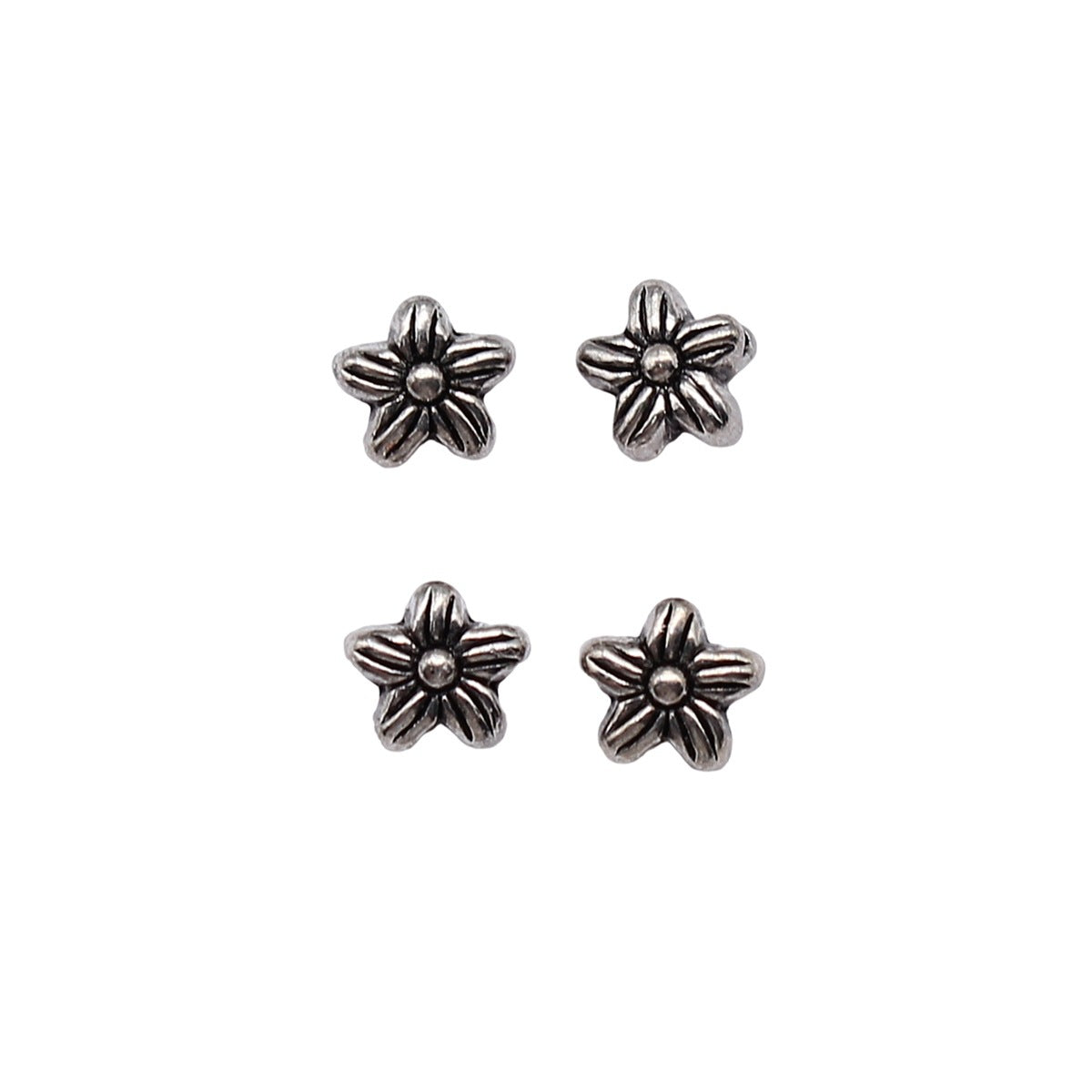 6.5x6.5mm 0.48g Antique Silver Zinc Alloy Flower Small Hole Spacer Beads for DIY Bracelet Jewelry Making