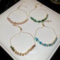 Gold Adjustable Oval Crystal Slider Chain Bracelets view 2