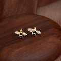 Yellow Black Bee Crystal Look Gold Small Stud Earrings view 2