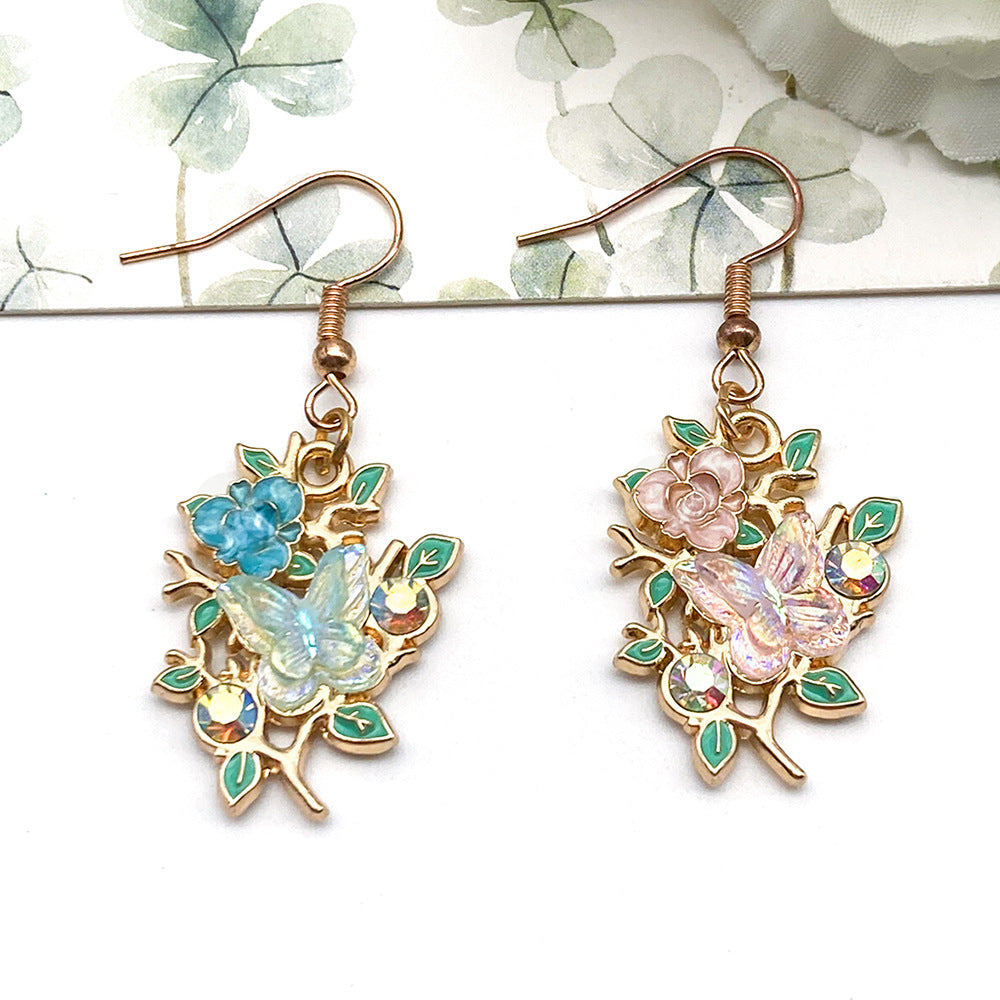 Enamel Zinc Alloy Wreath Butterfly Charm Pendant for DIY Earring Keychain Jewelry