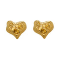 Hammered Texture Heart Stud Earrings Gold Steel Bold Metal view 5
