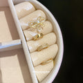 Gold Tone Crystal Bow and Pearl Ear Cuff Jewelry Set view 4