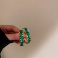 Eight Style Green and Clear Crystal Hoop Statement Earrings view 6