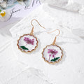 Gold Scalloped Frame Dried Flower Resin Drop Earrings Three Colors view 4