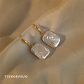 Gold Hook Square Baroque Pearl Drop Earrings Iridescent view 4