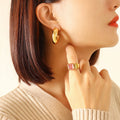 Oversized Thick U Shape Geometric Gold Hoop Earrings view 6