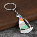 Sailboat Metal Keychain With Split Ring, Black Or Multicolor Sail view 4