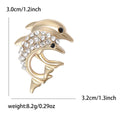 Dual Dolphin Brooch Clear Rhinestones Gold or Silver Tone view 5