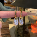 Two Tone Textured Teardrop Huggie Earrings With Decorative Details view 3