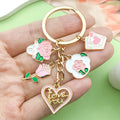 Rose and Flower Charm Keychains in 19 Pictured Variations for Bags and Keys view 1