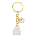 White Enamel Ghost Gold Ring Chain Mini Charm Keychain view 5