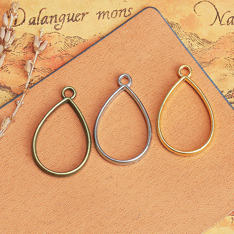 34x20mm Alloy Teardrop Open Bezel Pendant Frame for UV Resin