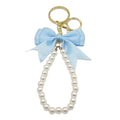 Ribbon Bow Keychain, Pearl-Like Bead Loop, Gold-Tone Key Ring view 5
