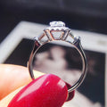 Silver Princess-Cut Clear CZ Halo Ring Baguette Sides view 4